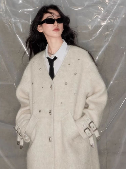 Rivets sheep wool tweed coat【s0000004889】