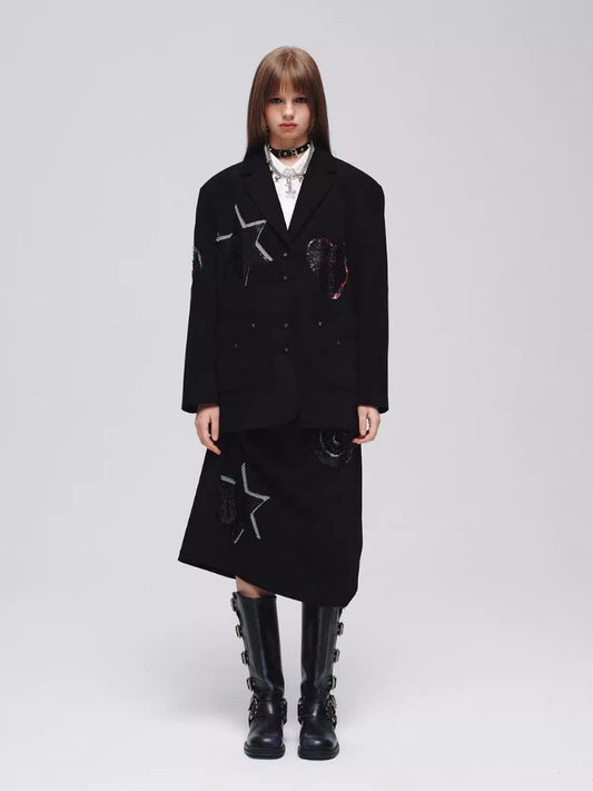 Irregular Pattern Patch Loose Suit【s0000006183】