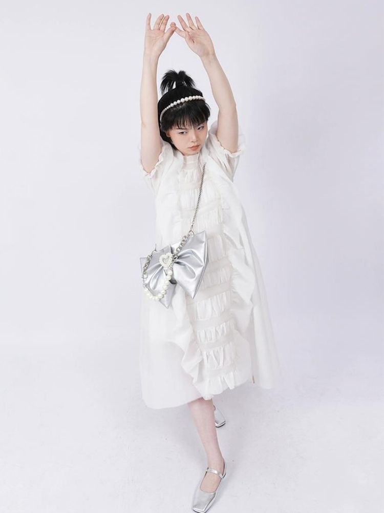 Silver bow ladies bag【s0000002926】