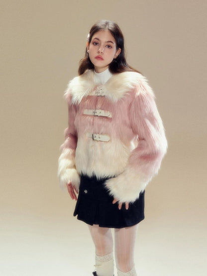 Pink Gradient Fur Jacket【s0000003630】