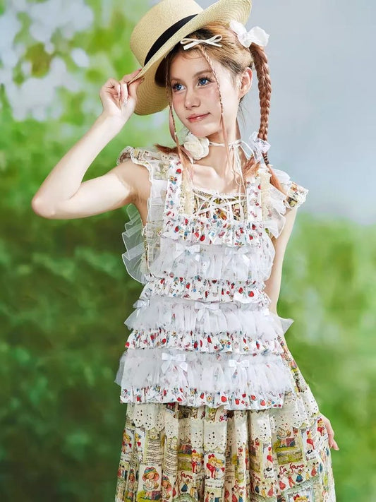 Layering With Bow White Crushed Flower Girl Apron【s0000008235】