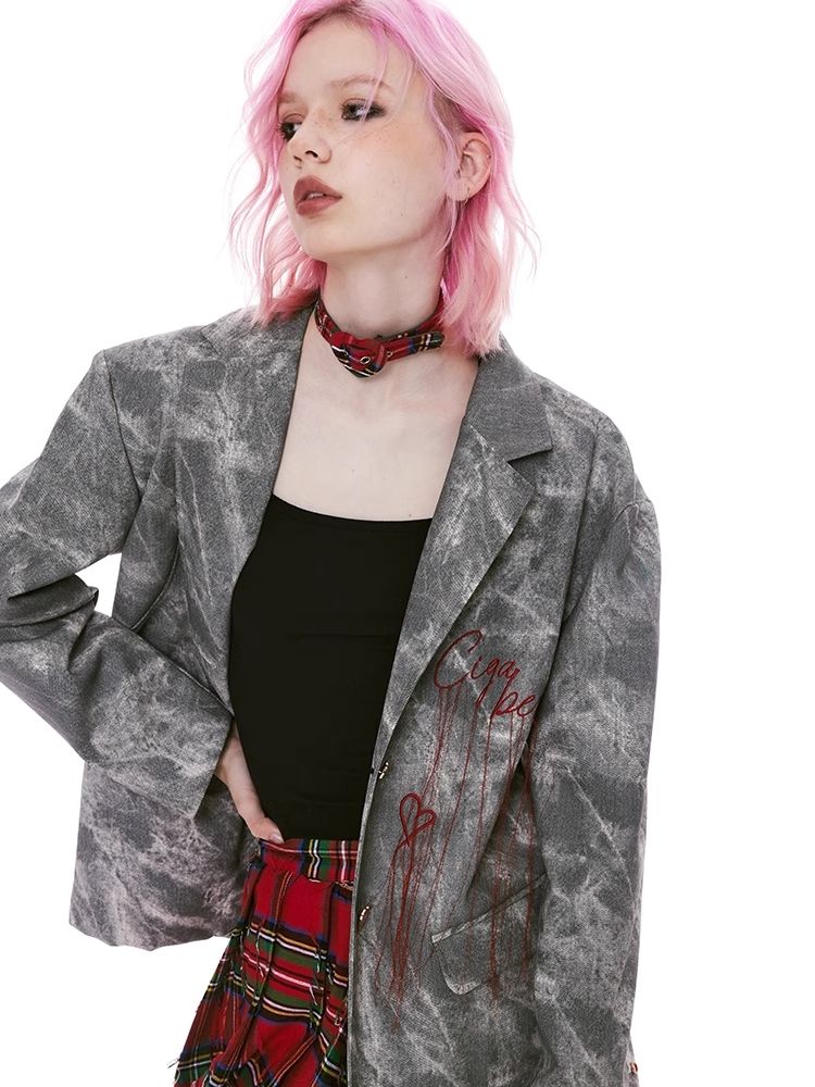 Embroidery fringe tie-dye leather jacket【s0000004973】