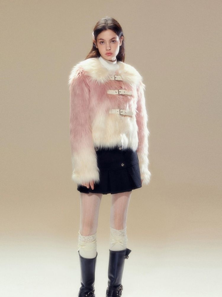 Pink Gradient Fur Jacket【s0000003630】