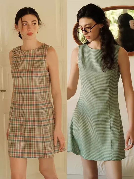 Plaid Classic One Neck Tank Skirt【s0000007482】