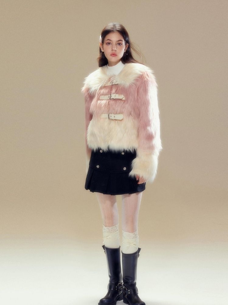 Pink Gradient Fur Jacket【s0000003630】