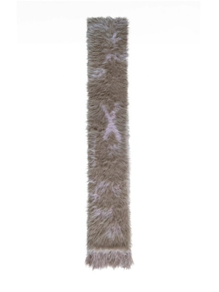 Punk Graffiti Mink Lazy Super Long Knit Scarf [s0000003879]