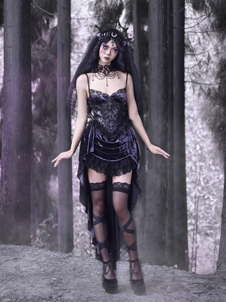 Gothic Velvet Lace Suspender Dress【s0000003866】