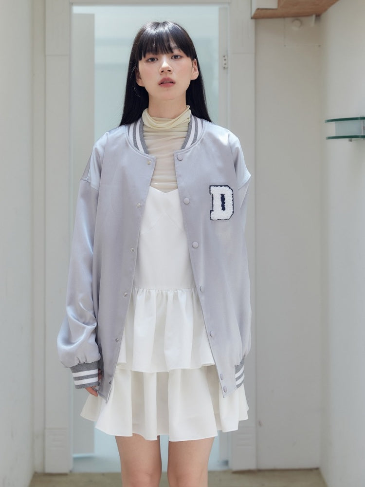 Cool Silver Baseball Jacket【s0000003573】