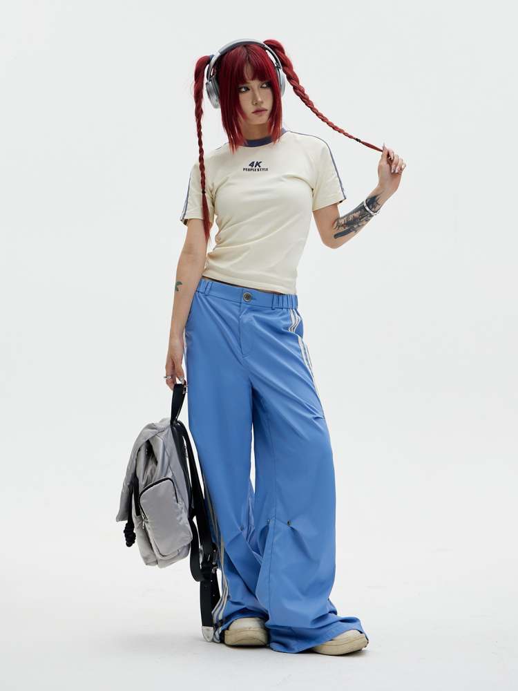 Stripe Wide Leg Jersey Pants【s0000006753】