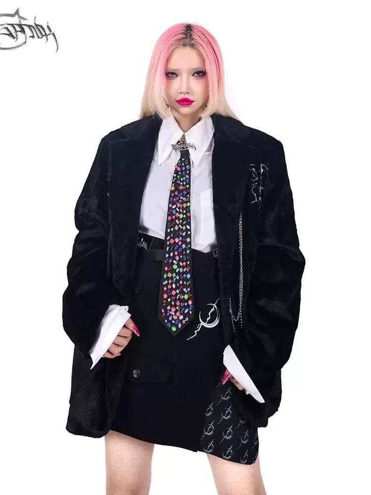 Beads Genderless Y2K Zipper Tie [s0000006135]