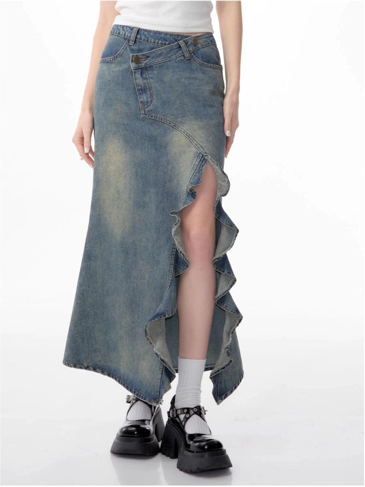 High waist thin mid-length half-body skirt【s0000006154】