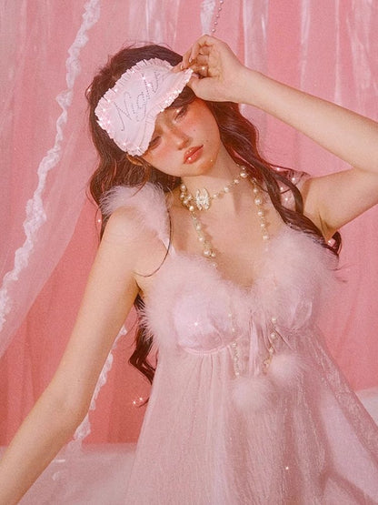 섹시한 잠옷 핑크 ha lte r d res robe set [s0000006583]