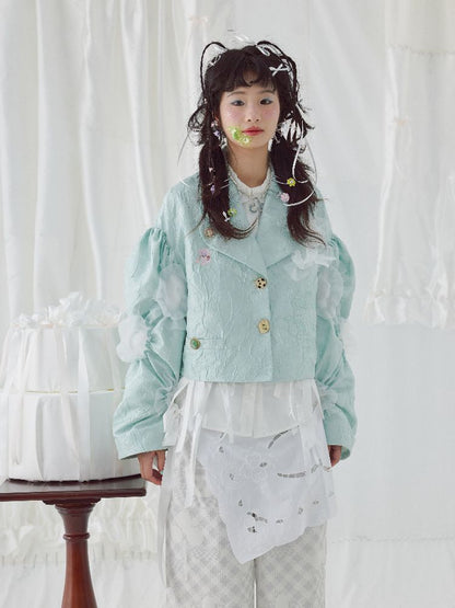 Embroidered jacquard fabric organza short jacket【s0000004638】