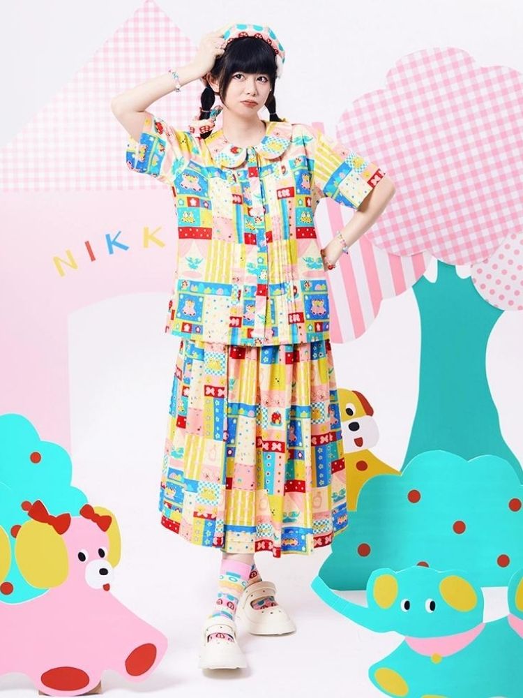 Original print cute Showa skirt【s0000002874】