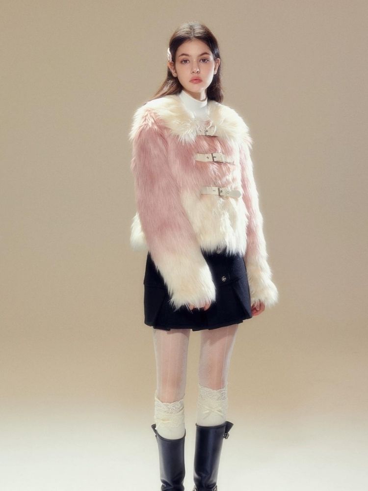 Pink Gradient Fur Jacket【s0000003630】