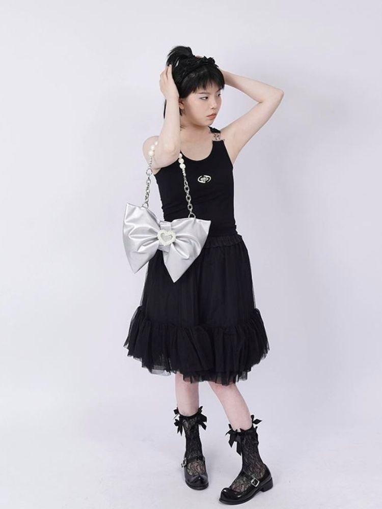 Silver bow ladies bag【s0000002926】