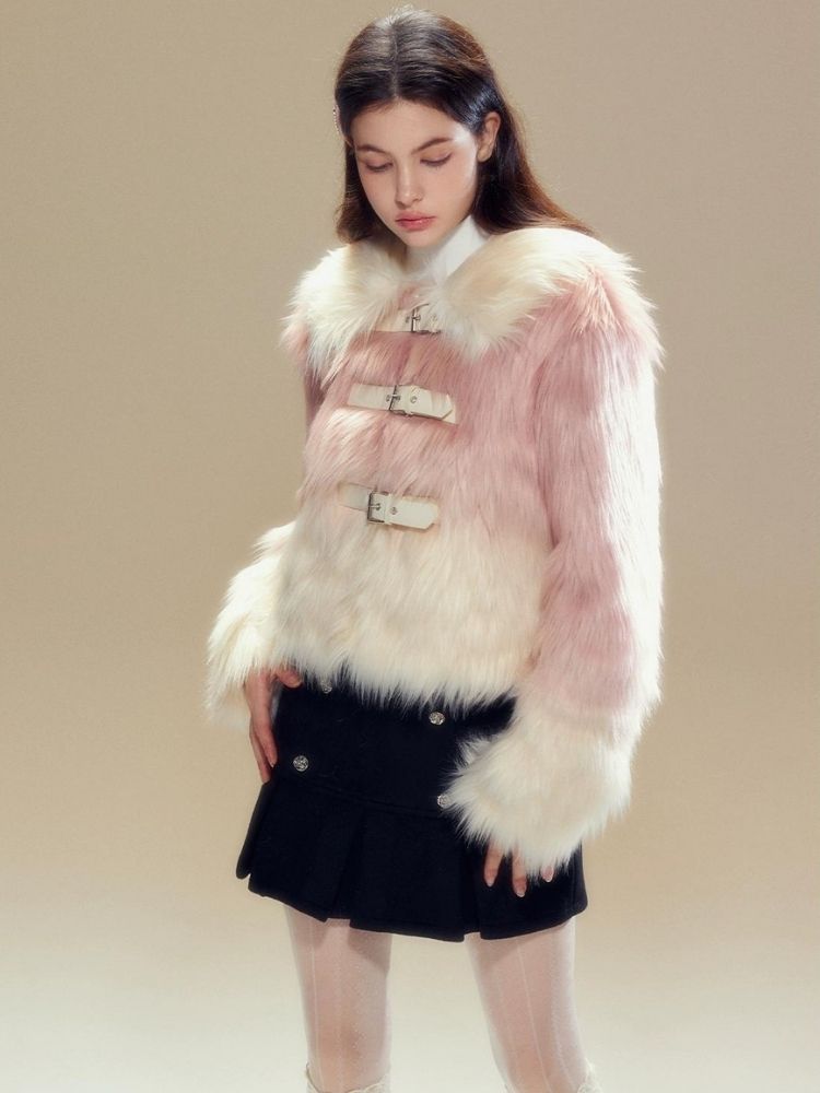 Pink Gradient Fur Jacket【s0000003630】