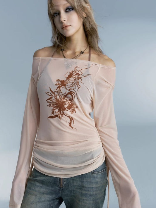 메쉬 D Ragon Printe D 티셔츠 [S0000007195]