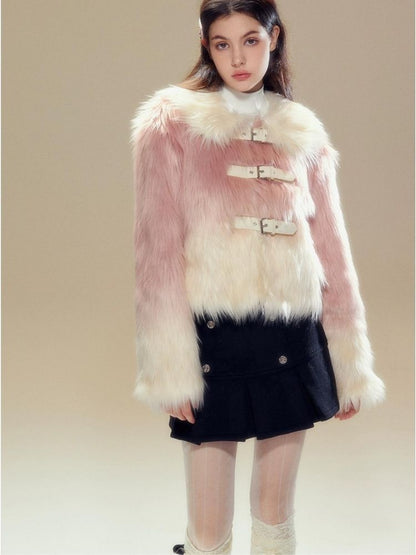 Pink Gradient Fur Jacket【s0000003630】