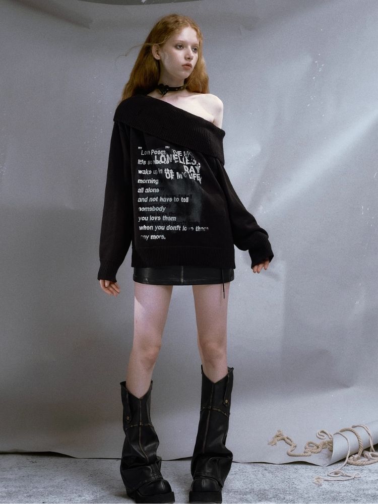 Off shoulder loose sweater【s0000003932】