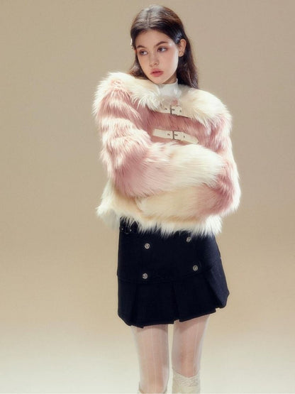 Pink Gradient Fur Jacket【s0000003630】