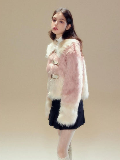 Pink Gradient Fur Jacket【s0000003630】