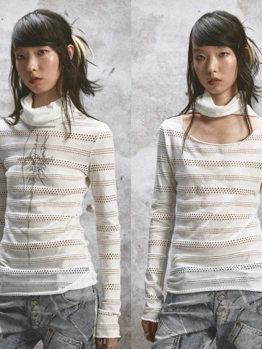 Stacked Neck Top Long Sleeve T【s0000005762】