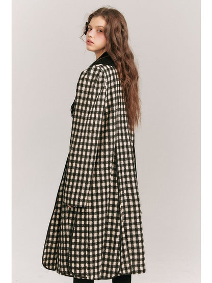 Monotone Plaid Loose Wool Coat【s0000003858】