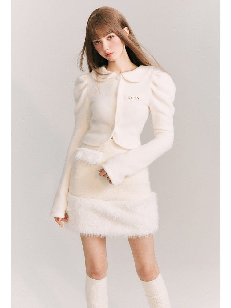 Fluffy Doll Collar Fur Cardigan Jacket [s0000003860]