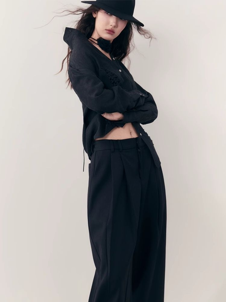 Standing Collar Design Niche Tencel Shirt【s0000006387】