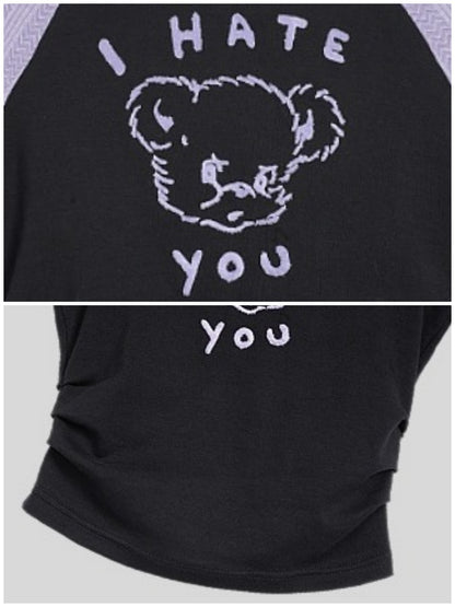 Bear Print Slim Raglan Sleeve T-Shirt【s0000003839】