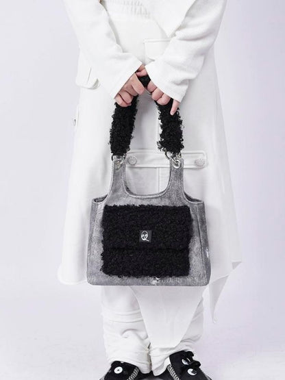 Crossbody Plaid Contrast Color Furry Bag【s0000003667】 