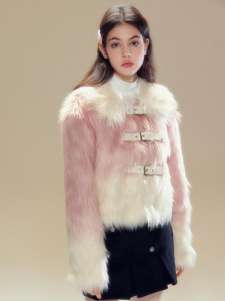 Pink Gradient Fur Jacket【s0000003630】