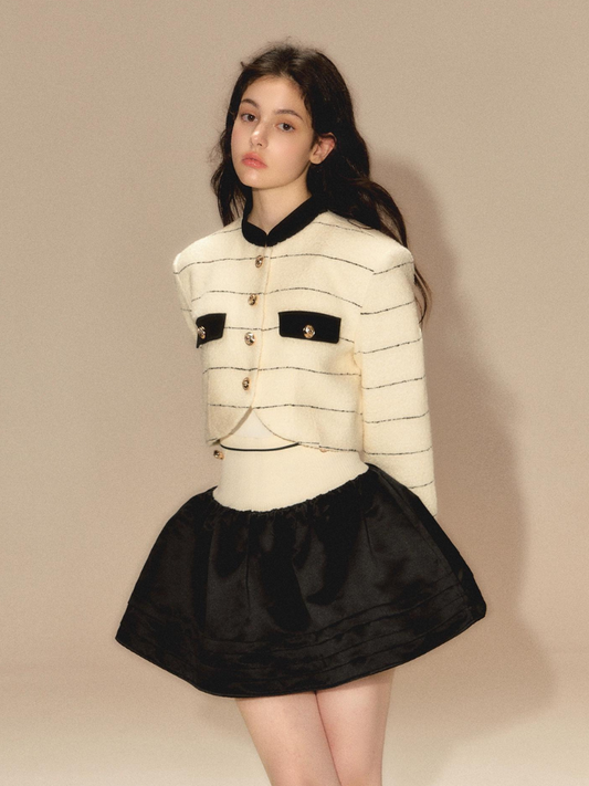 Autumn short jacket + puffy skirt【s0000003460】