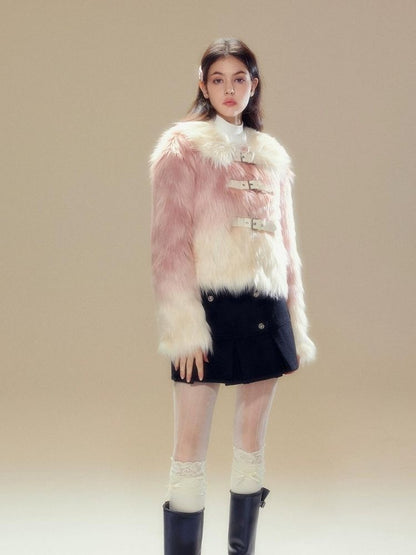 Pink Gradient Fur Jacket【s0000003630】