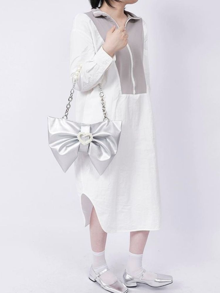 Silver bow ladies bag【s0000002926】 