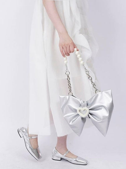 Silver bow ladies bag【s0000002926】