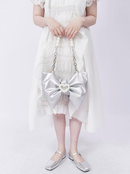 Silver bow ladies bag【s0000002926】