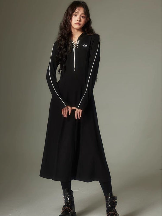 Sports Style Hooded Sweatshirt Dress【s0000003953】