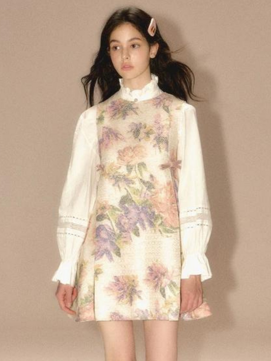 Jacquard pleated suspender skirt【s0000003461】