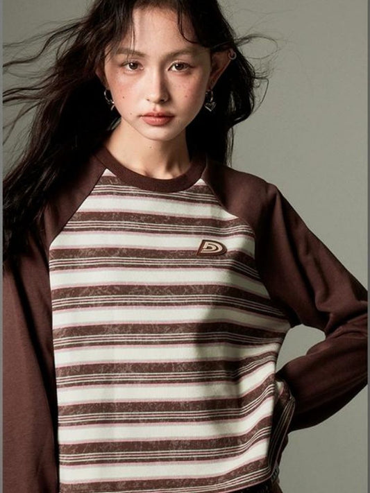 Striped round neck sweatshirt【s0000003273】