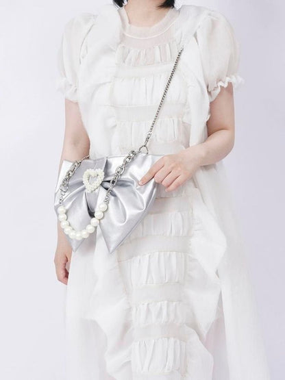 Silver bow ladies bag【s0000002926】 