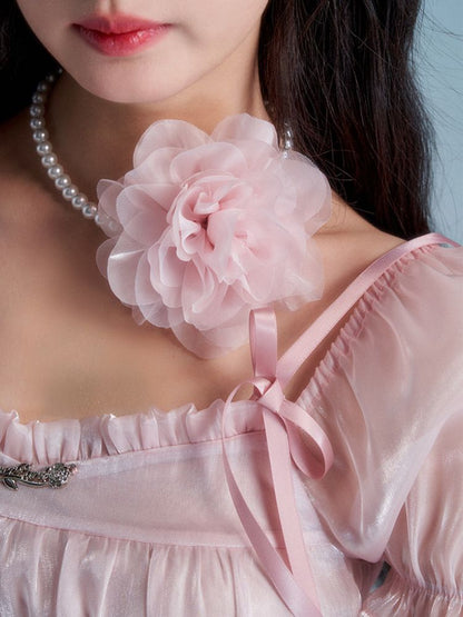 Flower rose pearl necklace/choker【s0000002011】