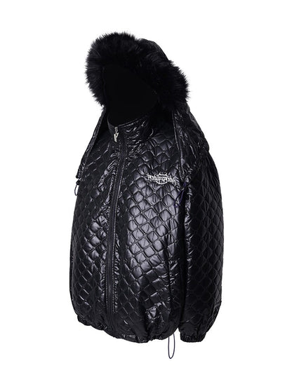 Detachable Fox Fur Hooded Loose Quilted Jacket [s0000004347]