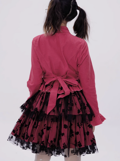 Retro Cute Flower Tutu Half Length Cake Skirt【s0000003182】