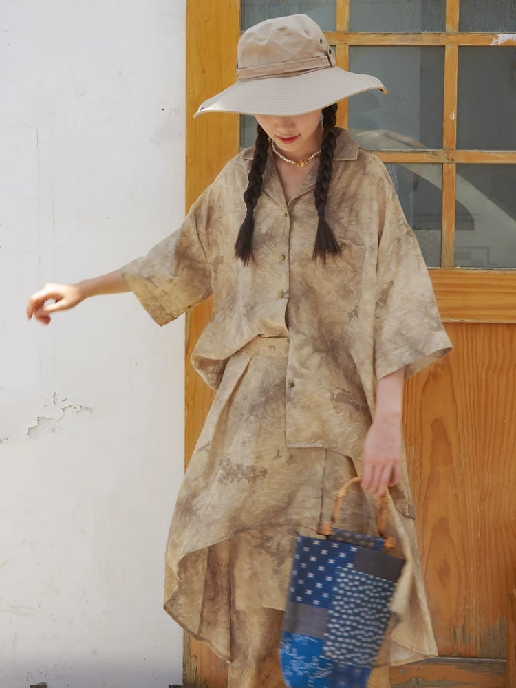 Jacquard Retro Chinese Style Loose Shirt &amp; Pants Skirt Set Up【s0000002978】