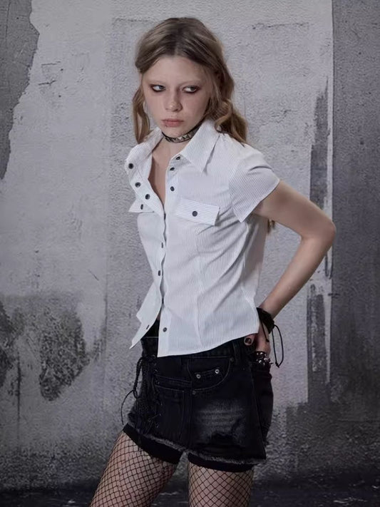 SIM Short Striped Metaic Shirt [S00000066687]