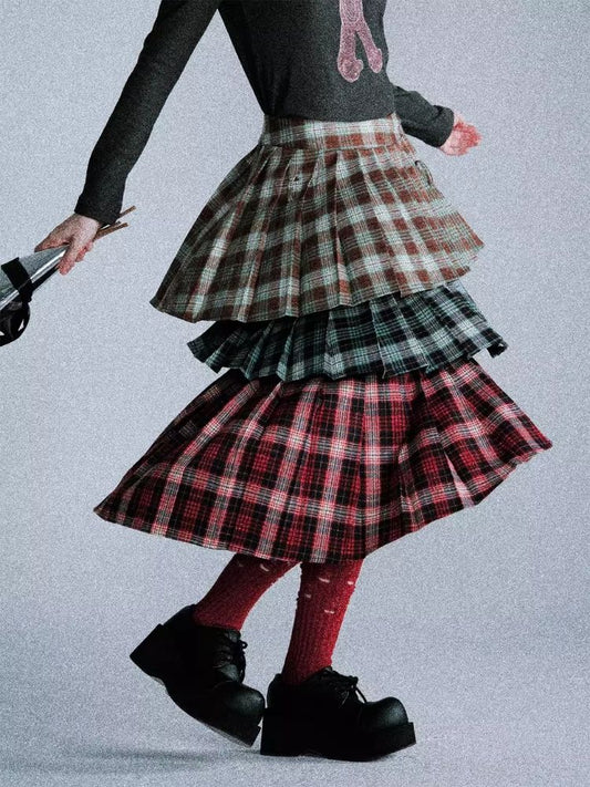 Asymmetric Pleated Cake Skirt【s0000006184】