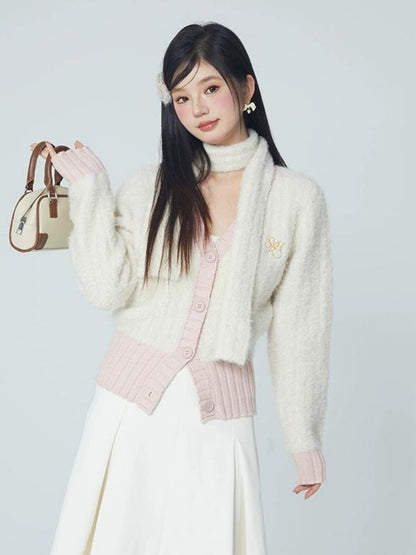 Girl knitted sweater and sweet style scarf【s0000004065】