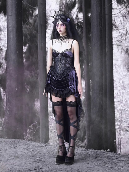 Gothic Velvet Lace Suspender Dress【s0000003866】